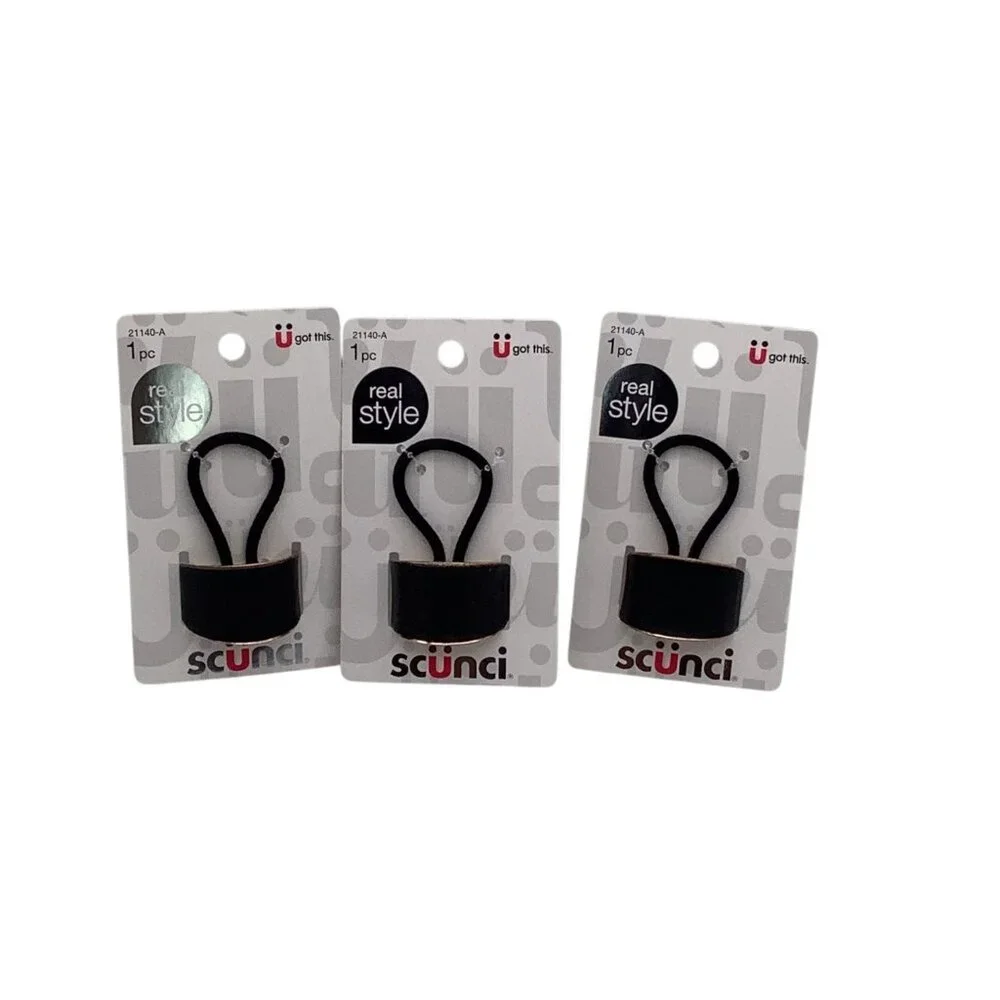 Scunci Real Style Black Ponytail Hair Cuff Lot of‎ 3 21140-A Accessories Black